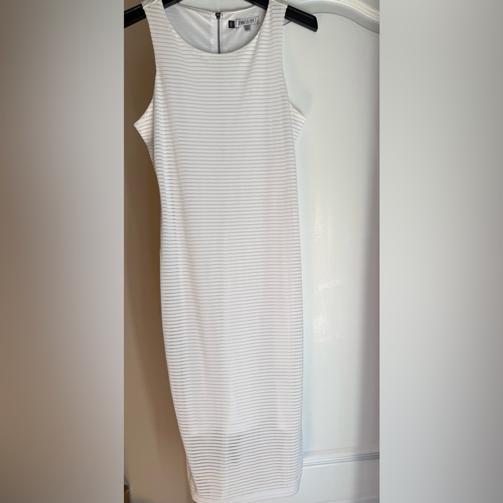 Elegant White Striped Dress